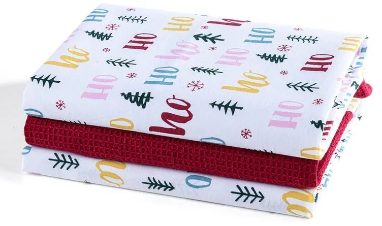 Sada bavlnených utierok HO HO STROMČEKY 40 x 70 cm, 3 ks