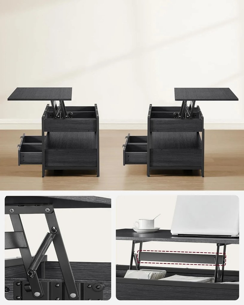 Konferenčný stolík s výškovým nastavením Vasagle Indigra čierny