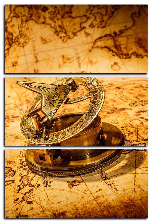 Obraz na plátne - Kompas na mape antického sveta - obdĺžnik 7999B (105x70 cm)