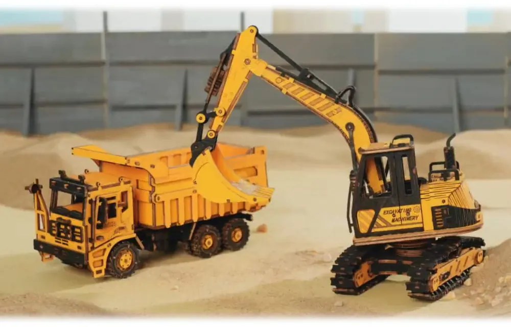 Robotime Rokr 3D dřevěné puzzle Bagr 395 ks