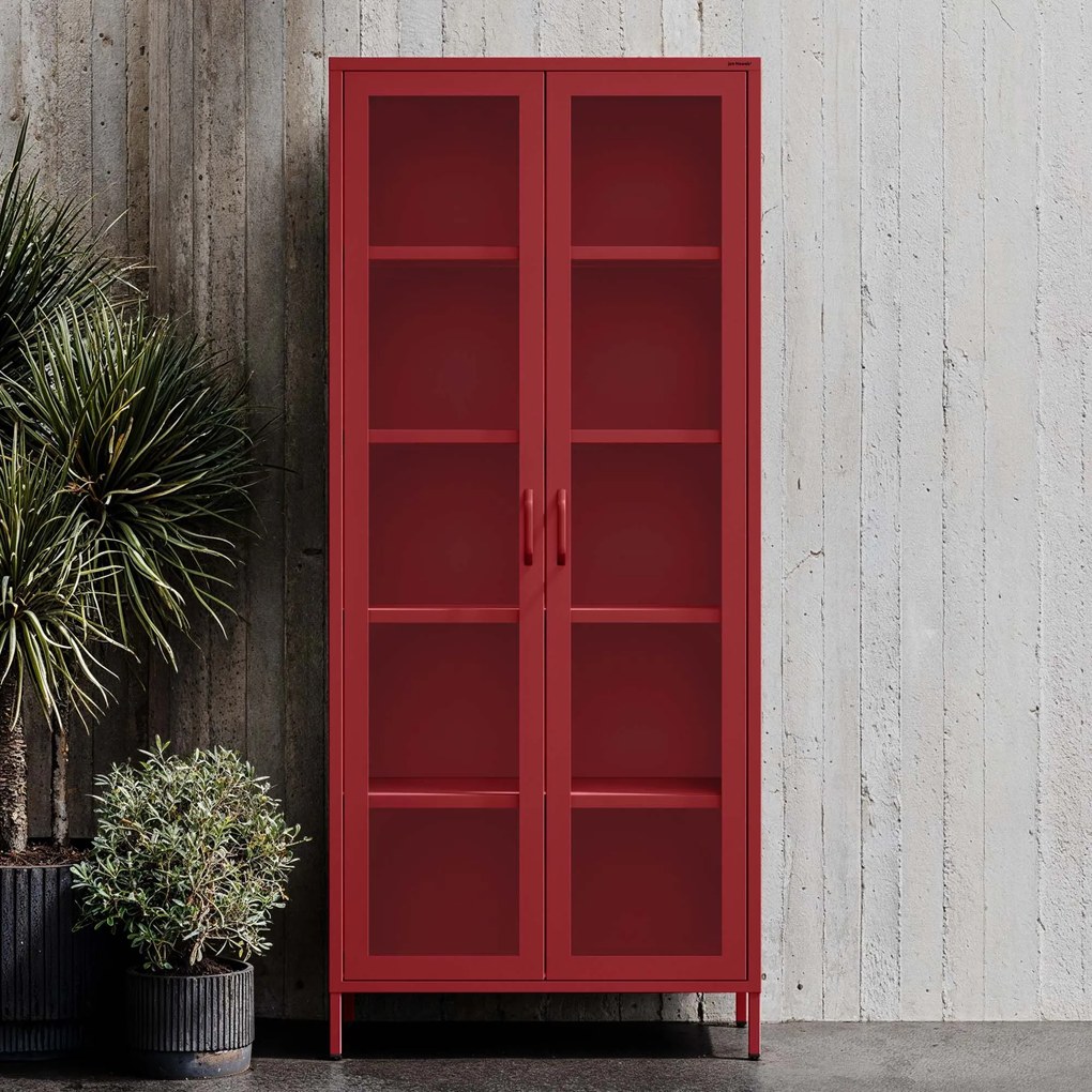 Vitrína ANGELO, 800 x 1850 x 450 mm, Modern: červená