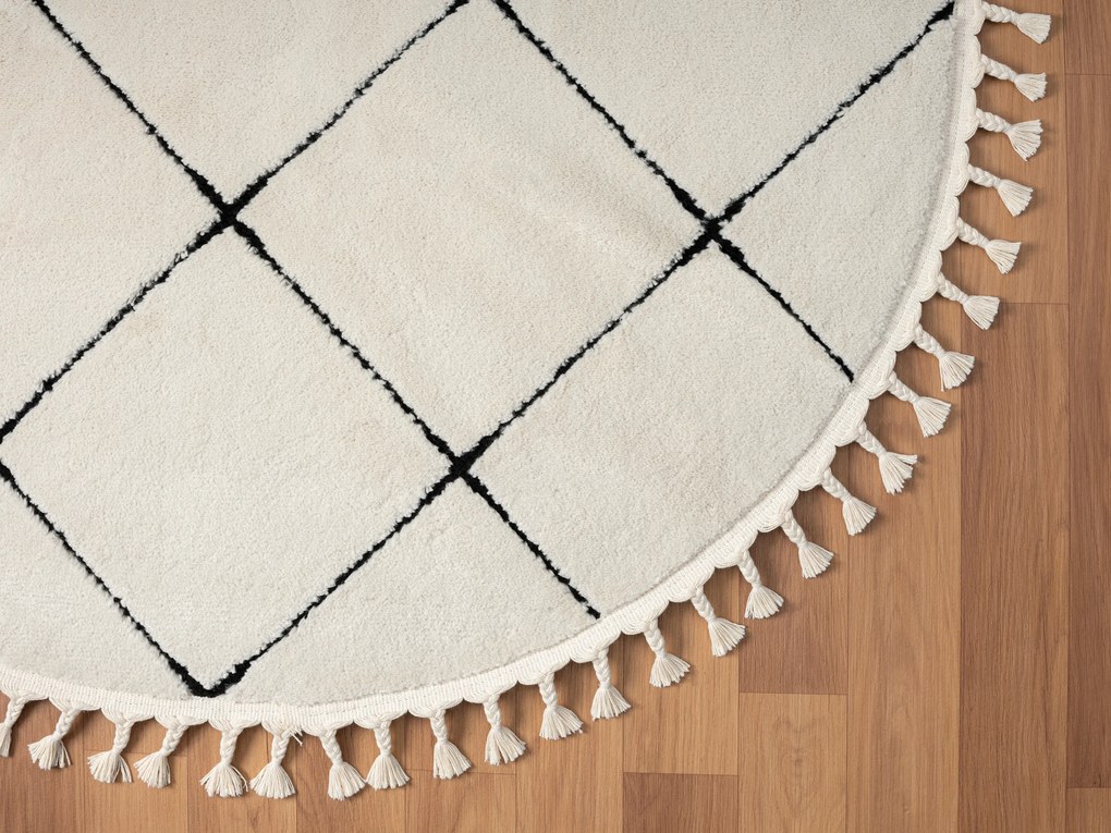 My Flair, Kusový koberec Moroccan Vision weiß kruh, 240x240 (priemer) kruh, čiernobiela, obývacia izba