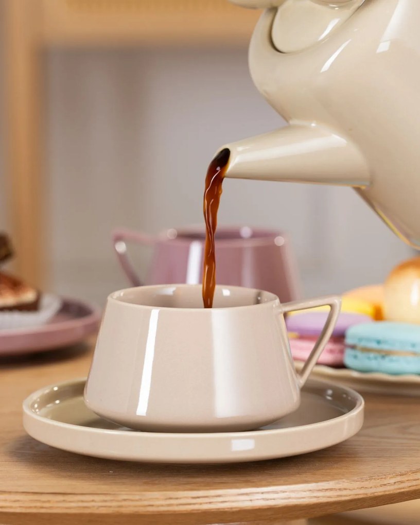 Porcelánová šálka s podšálkou Luna Beige 200 ml