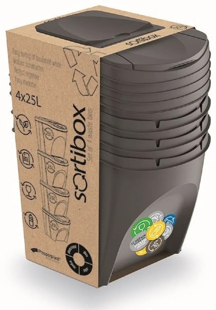 PROSPERPLAST Odpadkový kôš SORTIBOX SIVÝ KAMEŇ - 4x20L