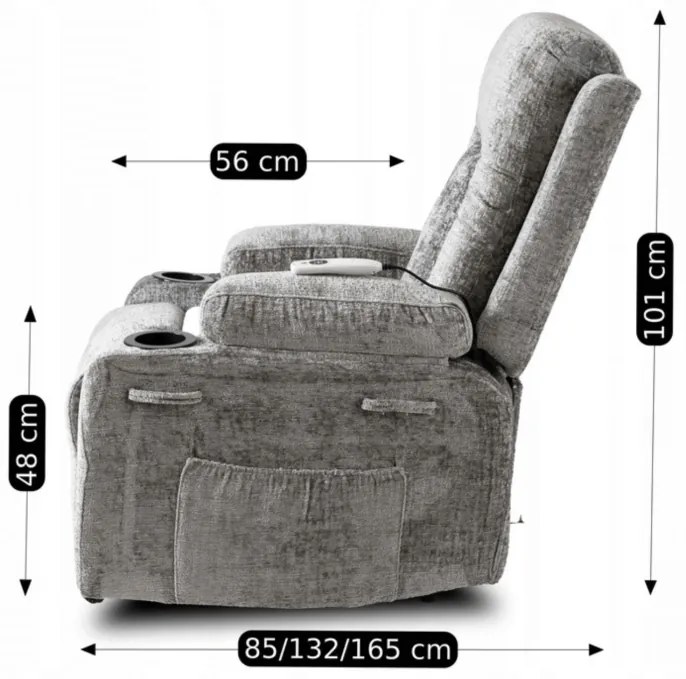 JAKS Masážne kreslo šedé mikroplyš Box