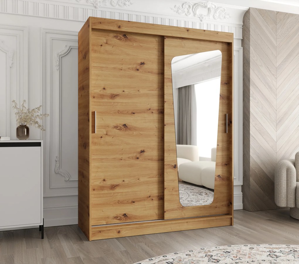 Šatníková skriňa 150 cm Mokka (dub artisan). Akcia -20%. Vlastná spoľahlivá doprava až k Vám domov. 1126027