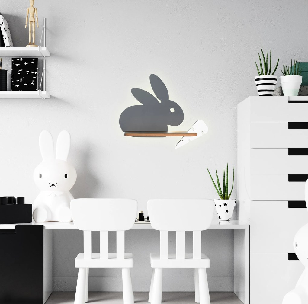 Candellux RABIT Nástenné svietidlo 4W LED 4000K IQ KIDS GRAY+WHITE 21-84743