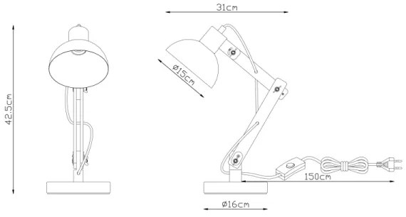 Globo 21503 - Stolná lampa TONGARIRO 1xE27/40W/230V