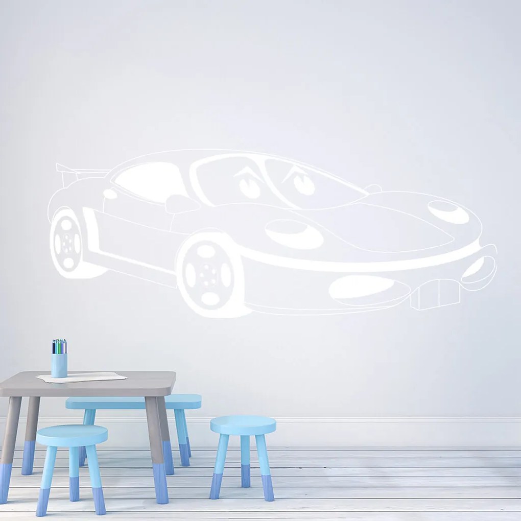 Veselá Stena Samolepka Detské autíčko Porsche Farba: oranžová, Veľkosť: 80 x 37 cm