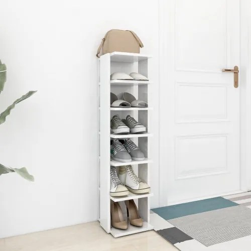 vidaXL Skrinka na topánky vysoký lesk biela 25x27x102 cm drevotrieska-