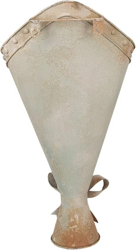 Zelený antik kovový nástenný držiak na kvety - 31*23*32 cm
