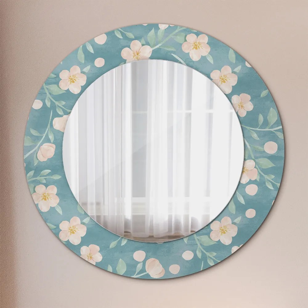 Kvetinový vzor Okrúhle zrkadlo s motívom