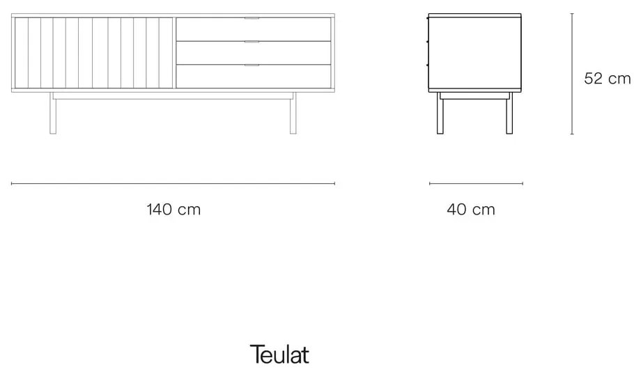 TV stolík v dekore duba v sivo-prírodnej farbe 140x52 cm Sierra – Teulat