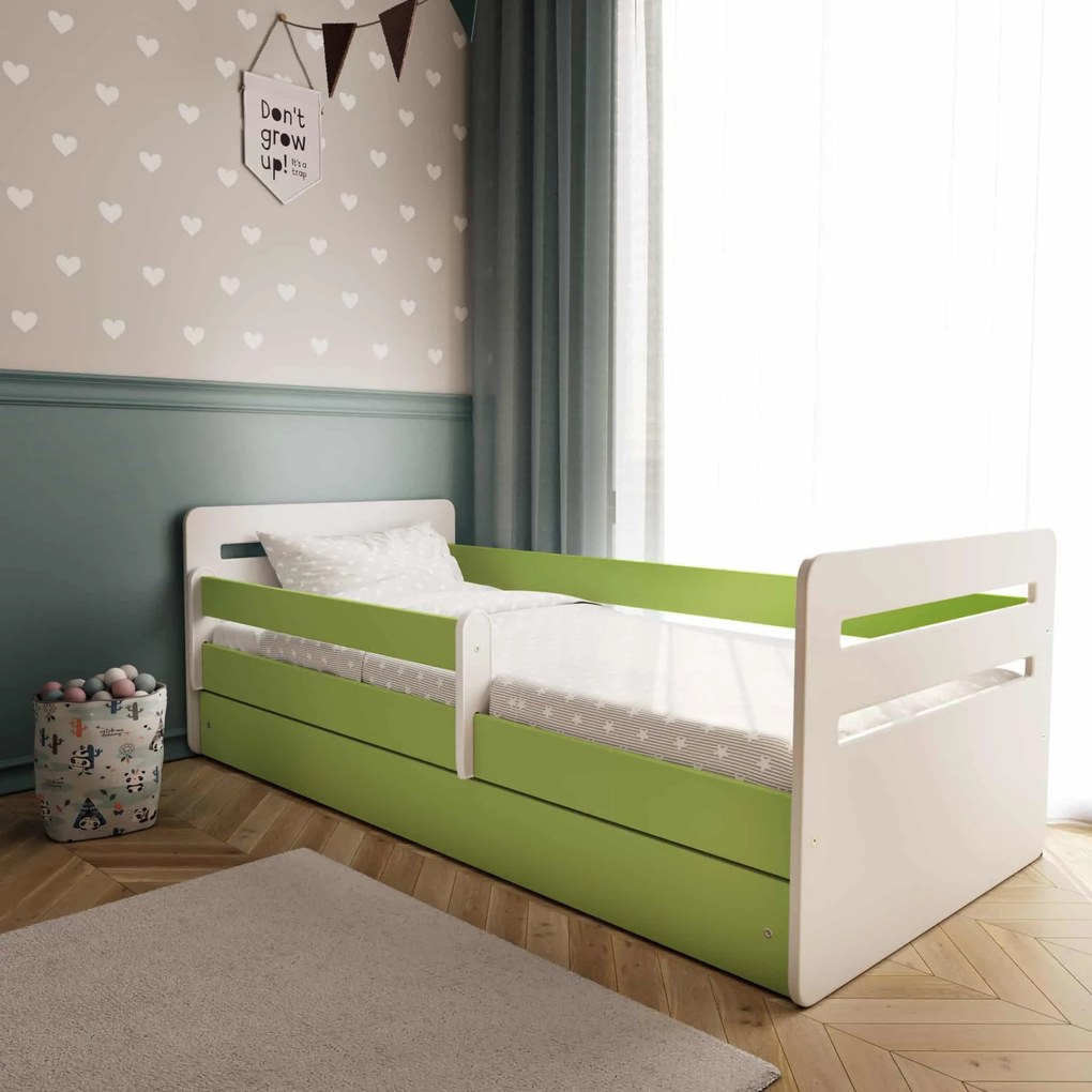 Letoss Detská posteľ TOMI - 160/80 Zelená S matracom S uložným priestorom