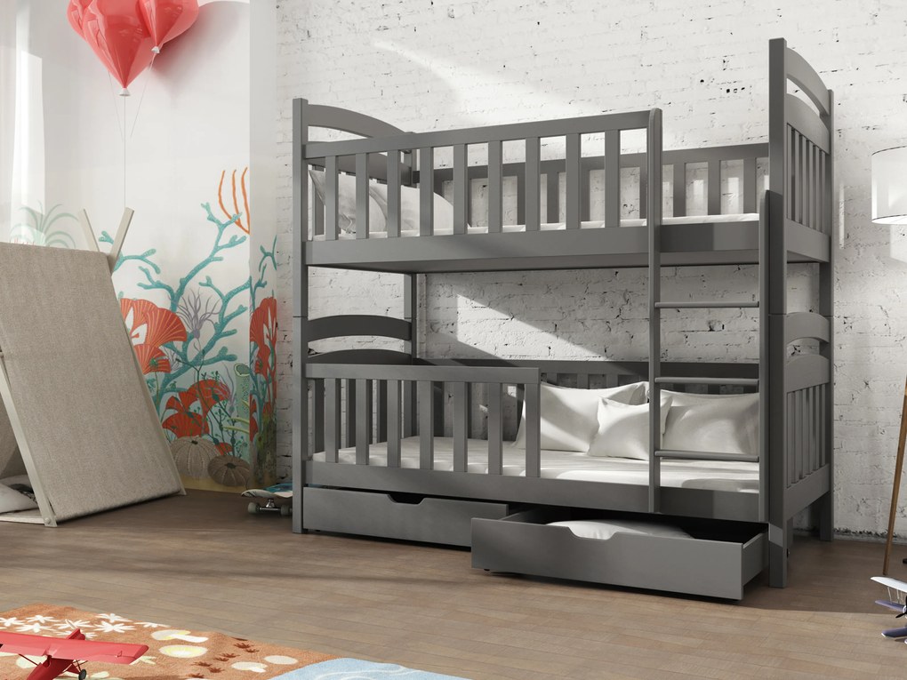 Detská posteľ 90 x 200 cm Antone (s roštom a úl. priestorom) (grafit). Vlastná spoľahlivá doprava až k Vám domov. 1013556