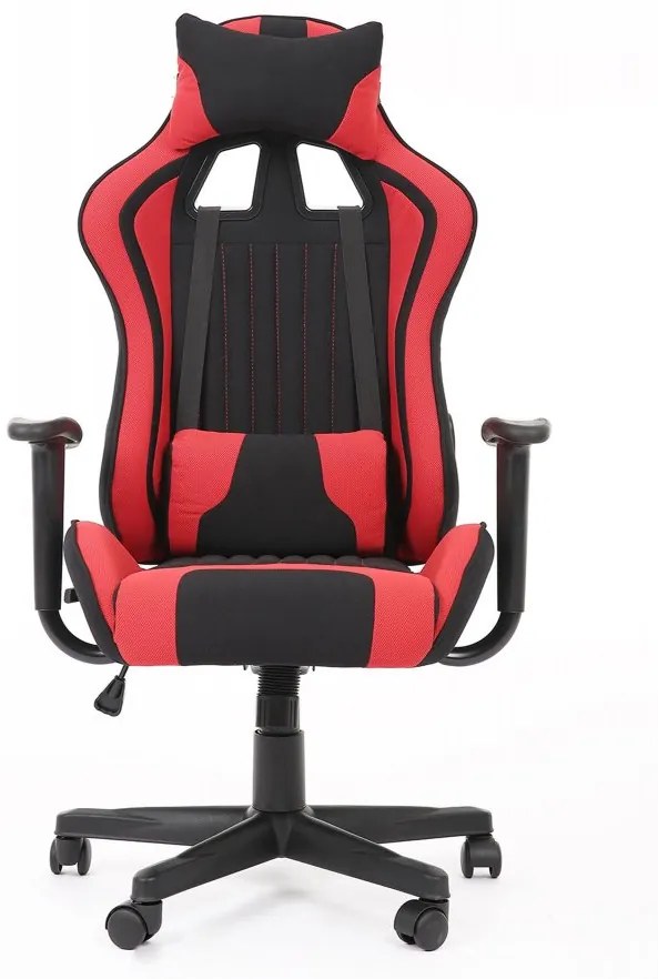 Herná stolička CAYMAN – plast, látka, čierna / červená