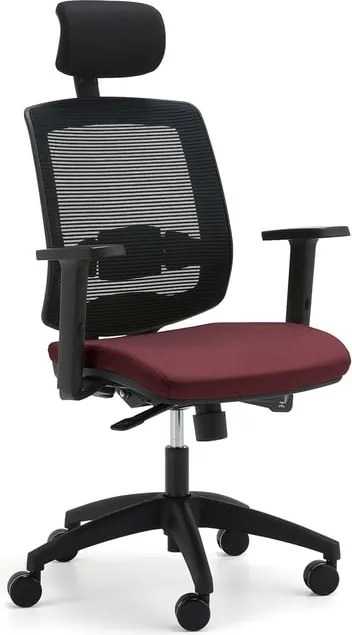 Kancelárska stolička STANLEY, s opierkou hlavy a opierkami rúk, vínovo červená