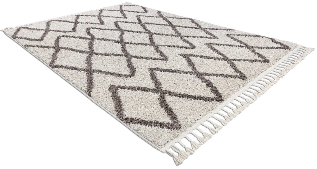 Koberec BERBER BENI krémový, strapce, Maroko Shaggy