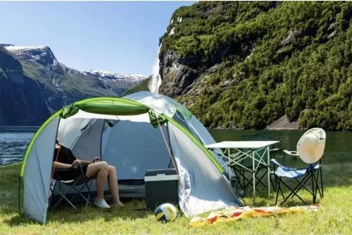 Skladacia rybárska stolička - čierna / sivá