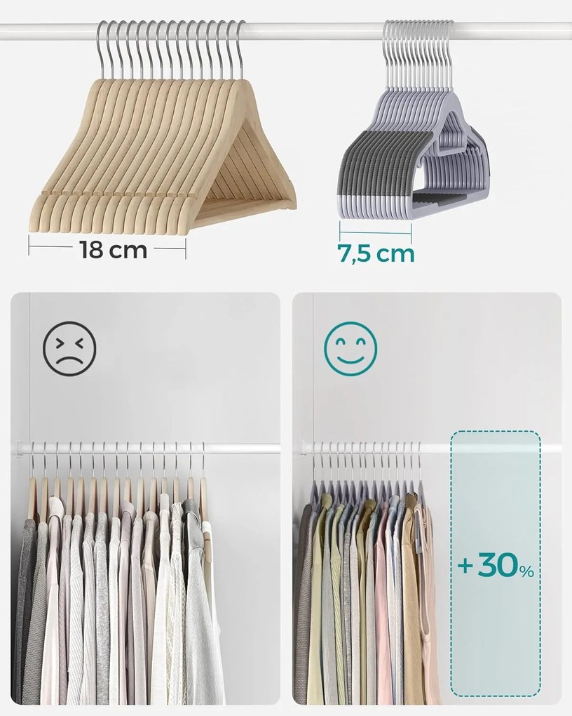 Súprava 50 ks plastových ramienok Nevora sivá