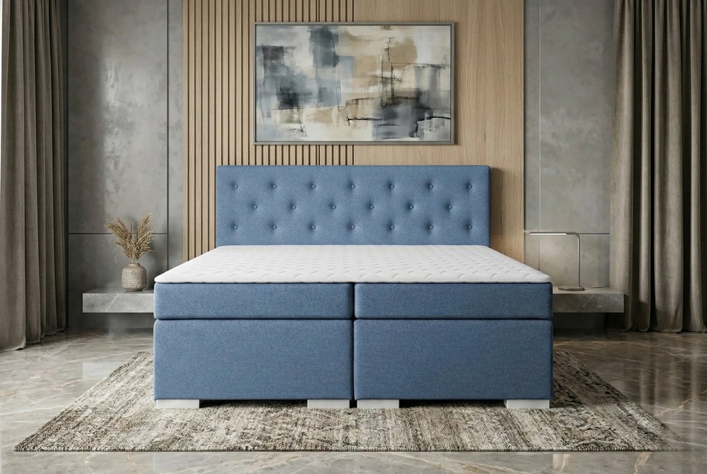 XXXLutz BOXSPRINGOVÁ POSTEĽ, 180/200 cm, modrá MID.YOU - Online Only spálne - 000044002504