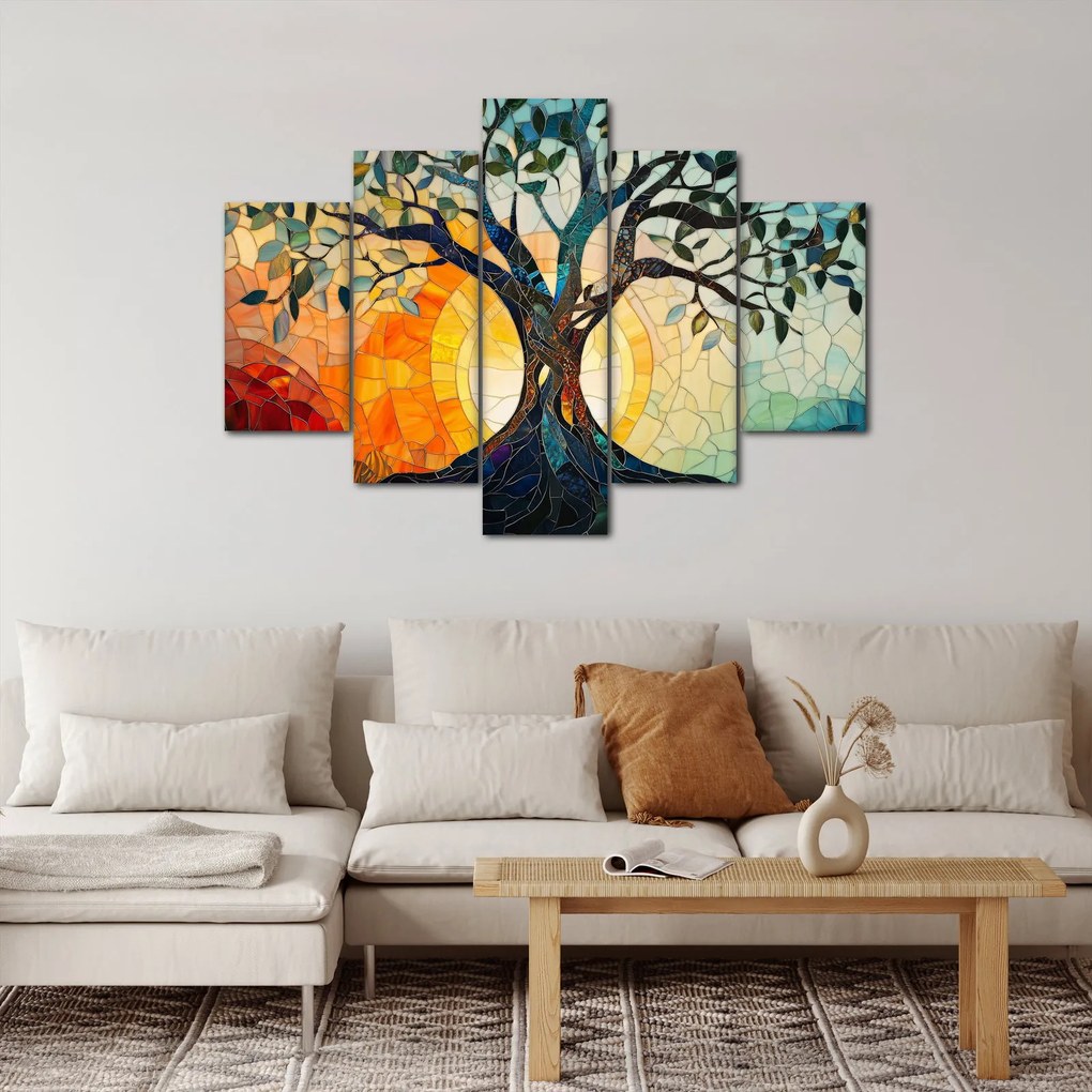Obraz – Mozaika – slnko a strom I. (150x105 cm)