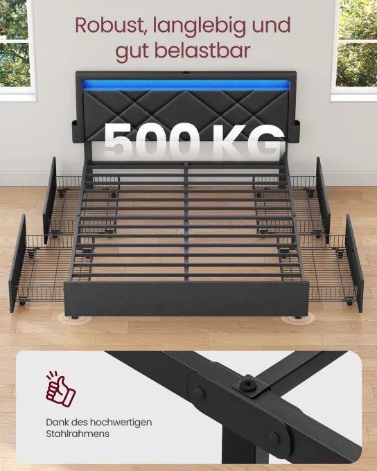 Manželská postel s LED osvetlením 180 cm RMB825GN02