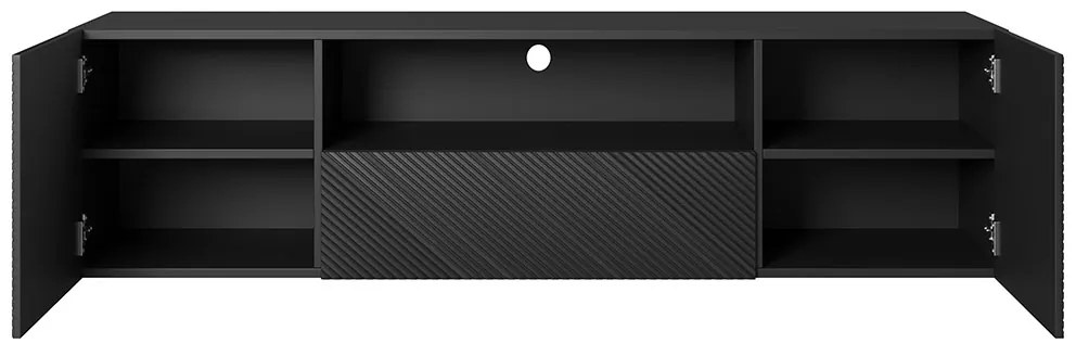 Závesná TV skrinka Asha 167 cm - čierny mat
