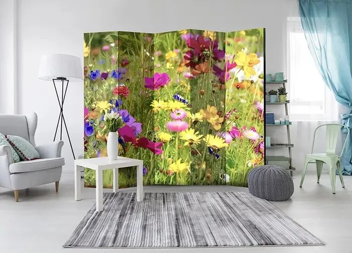 Paraván - Summer Flowers II [Room Dividers] Veľkosť: 225x172, Verzia: Obojstranný