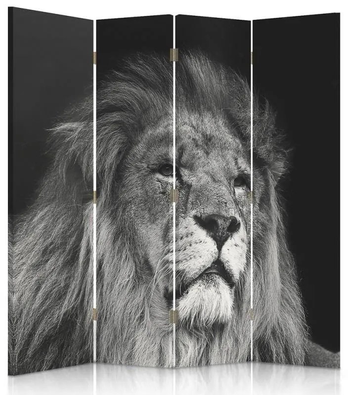 Gario Paraván Lev v čiernej a bielej farbe Rozmery: 145 x 170 cm, Prevedenie: Otočný paraván 360°