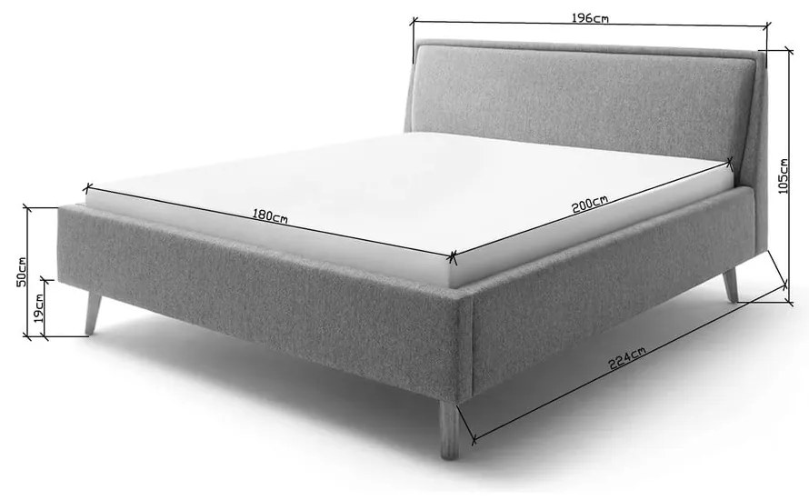 Modrá/sivá čalúnená dvojlôžková posteľ s úložným priestorom s roštom 180x200 cm Frieda – Meise Möbel