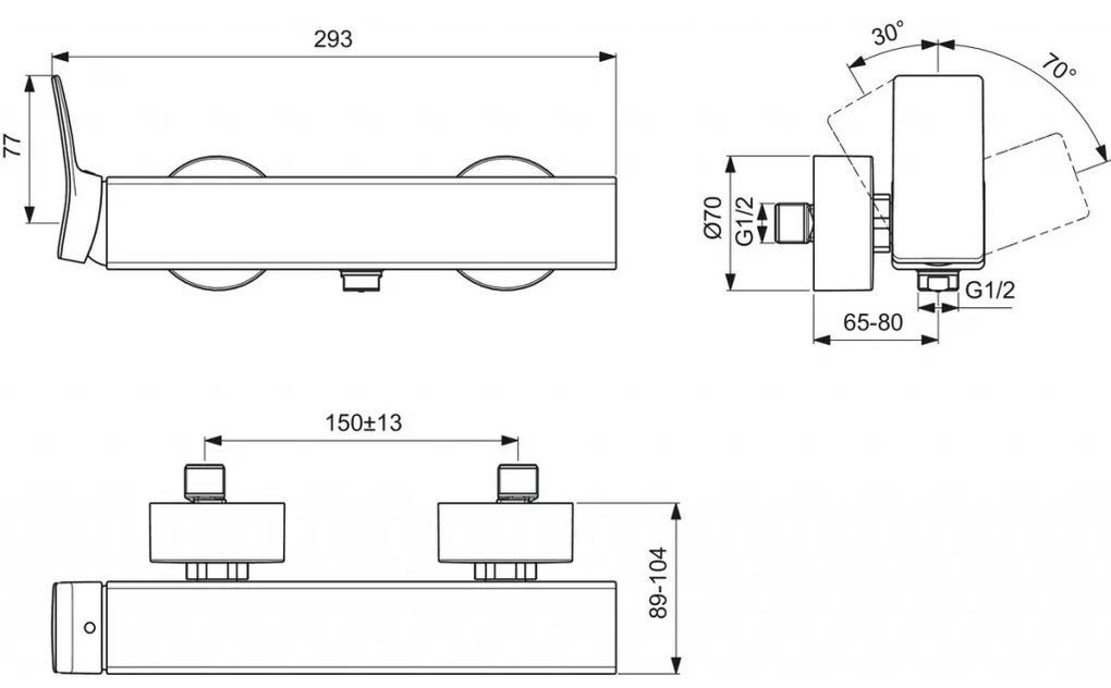 Ideal Standard Conca - Sprchová batéria nástenná, kartáčovaná zlatá BC761A2