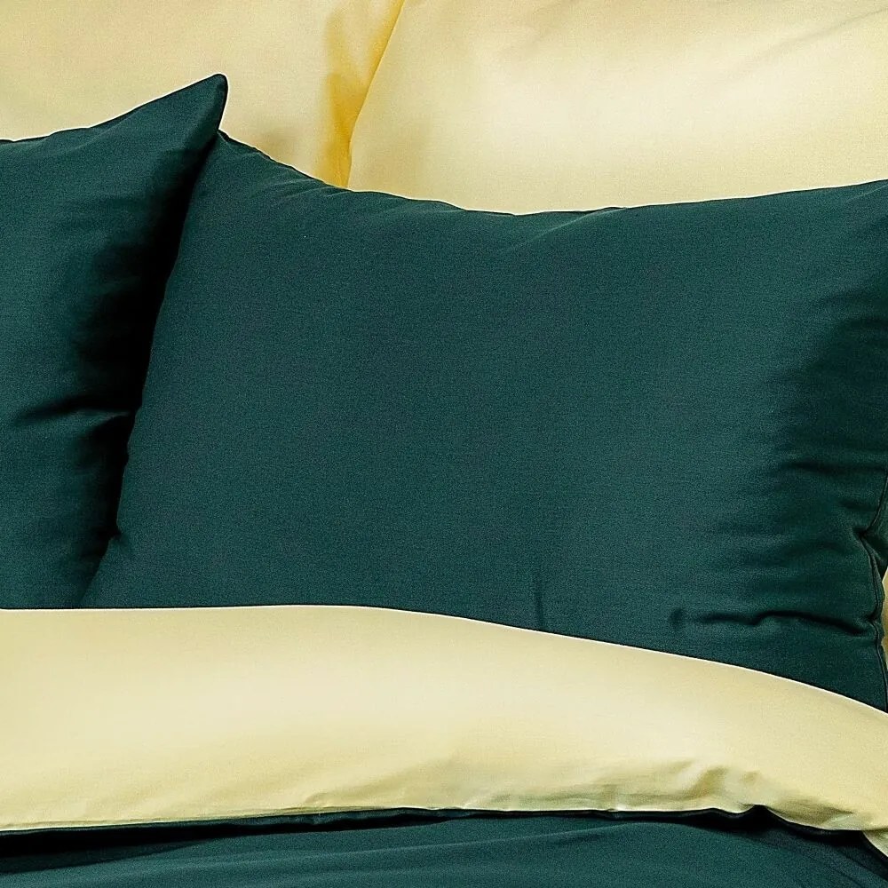 Kvalitex Saténové obliečky Luxury Collection tm. zelená/smotanová, 140 x 200 cm, 70 x 90 cm