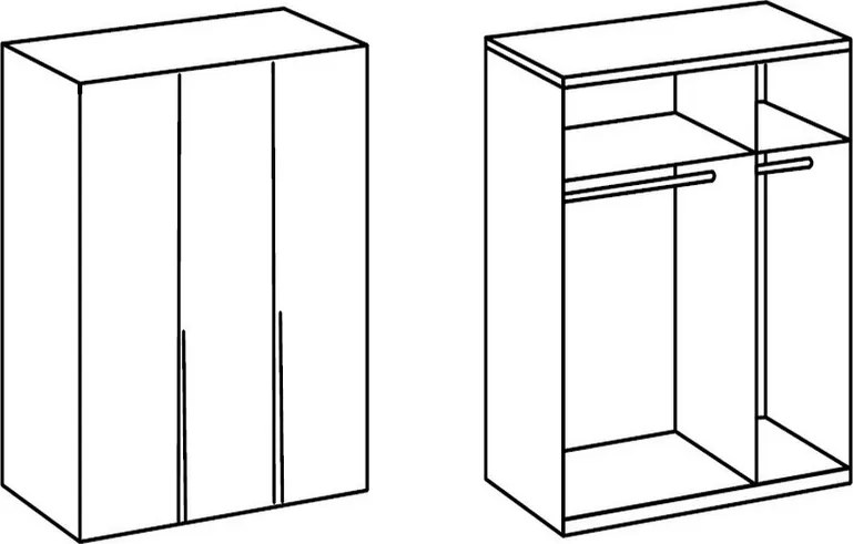Šatníková skriňa New York D, 135 cm, biela / biely lesk