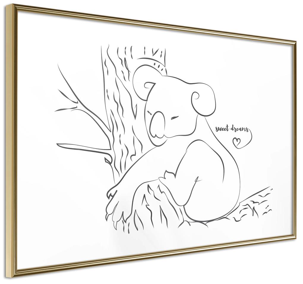 Artgeist Plagát - Sleepy Koala [Poster] Veľkosť: 30x20, Verzia: Zlatý rám