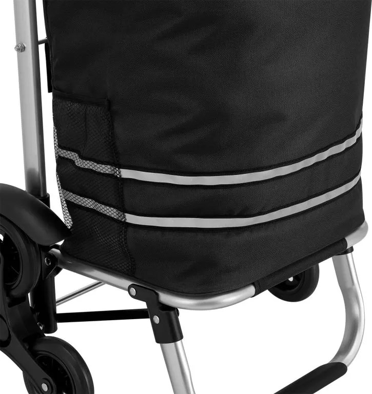 Nákupný vozík 3 v 1 na schody - objem 56 l, čierny