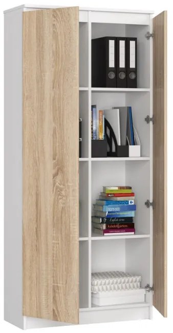 Uzavretý regál R80 2D 8P CLP biely / sonoma