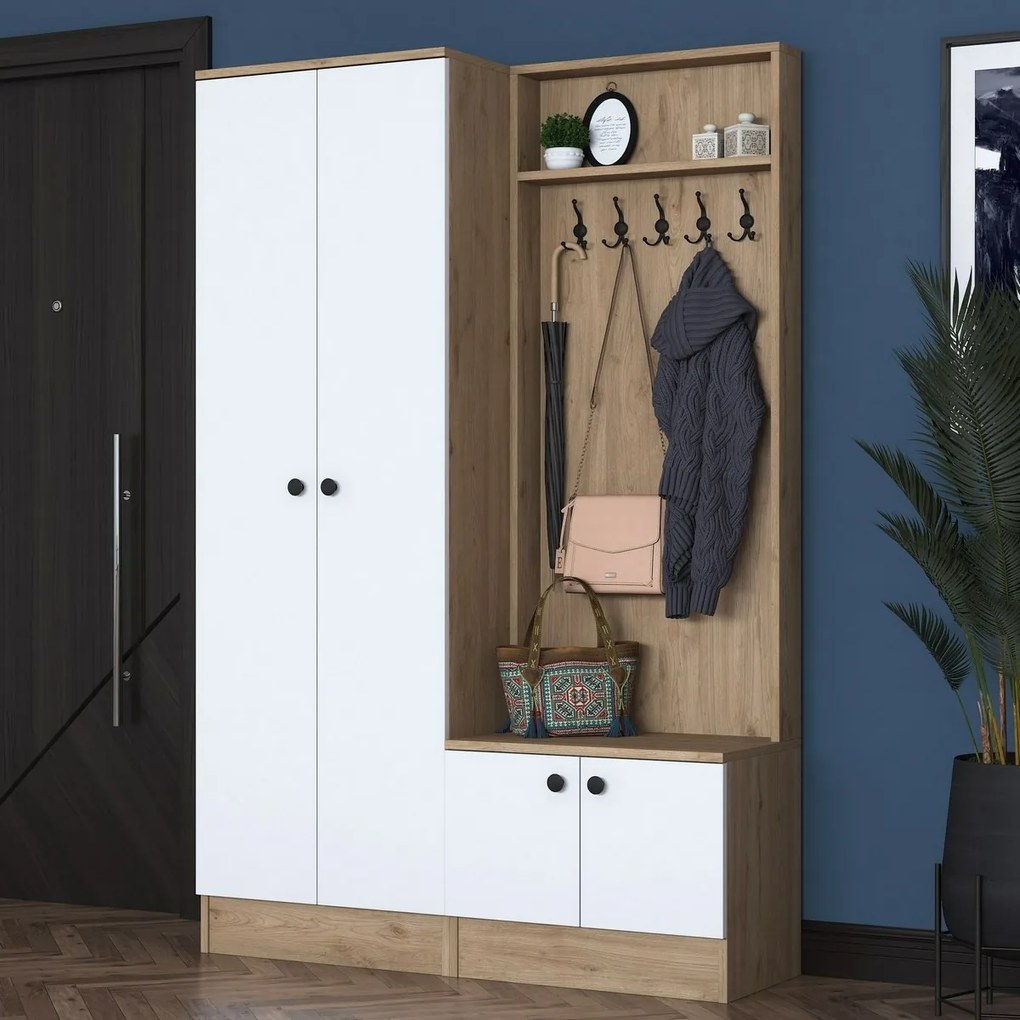 Predsieňová zostava Pone White and Walnut I