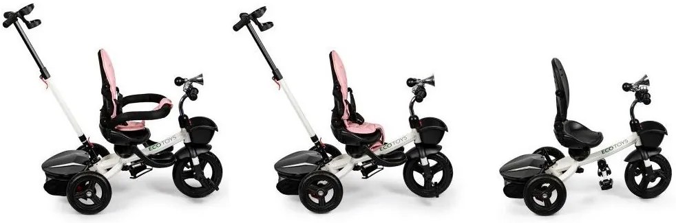 ECOTOYS Detská trojkolka s rotačným sedadlom KIDS Pink