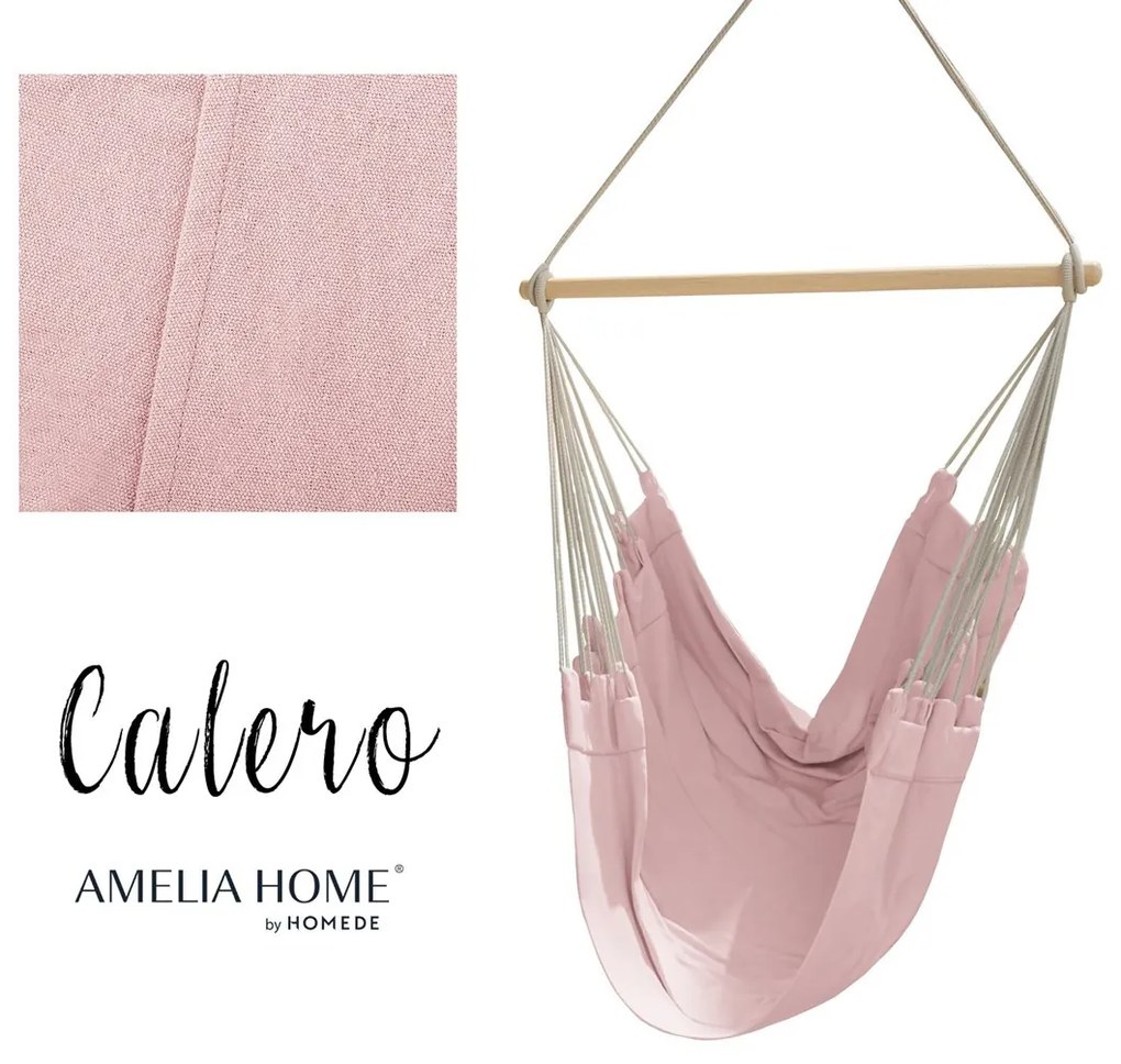 AmeliaHome Závesné hojdacie kreslo Calero svetloružové, velikost 100x130