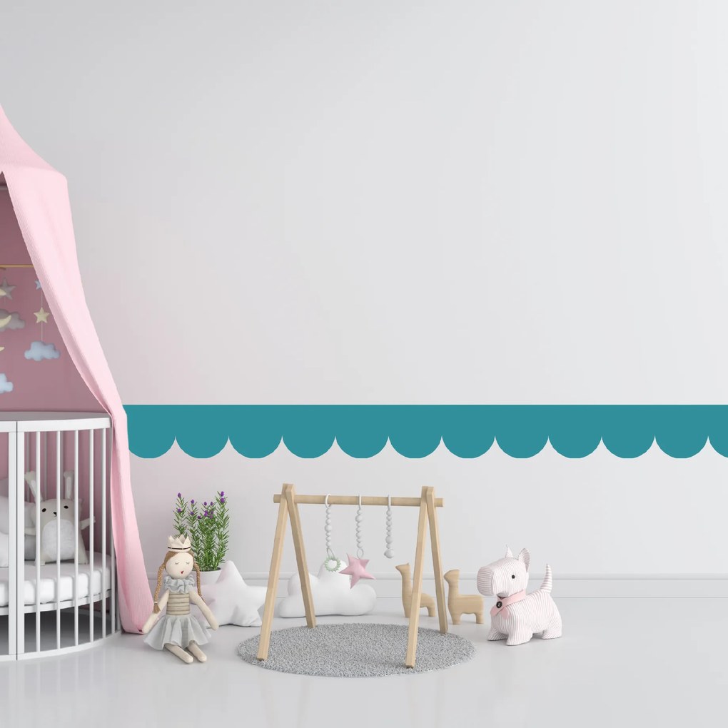 PIPPER. Textilná samolepiaca tapeta - Mini Oblúk - Modrozelená farba Farba: Bledá