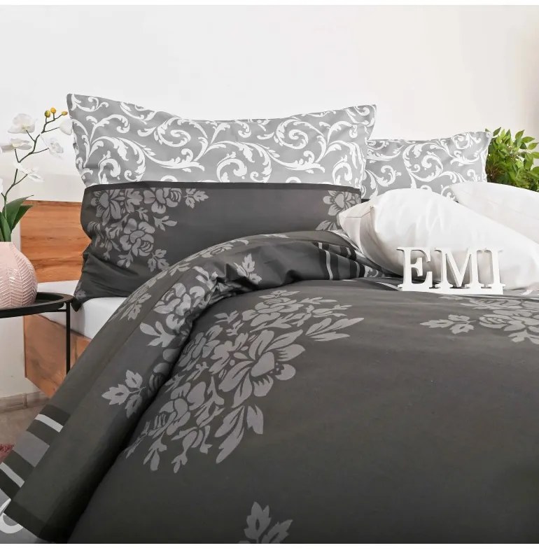 Obliečky bavlnené Natura sivé EMI, Štandardný set jednolôžko obsahuje 1x 140x200 + 1x 70x90