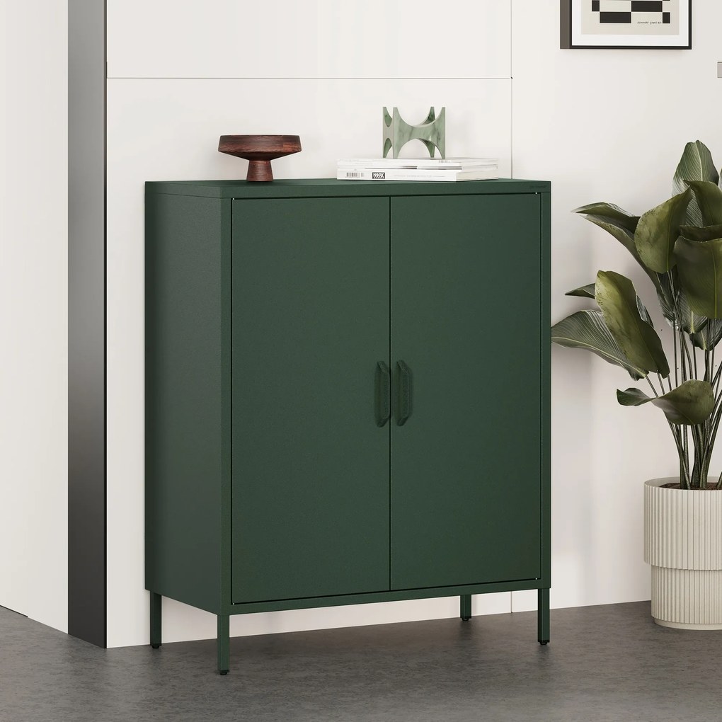 Skrinka do obývačky s policami VITO, 800 x 1015 x 400 mm, Modern: fľaškovo zelená farba