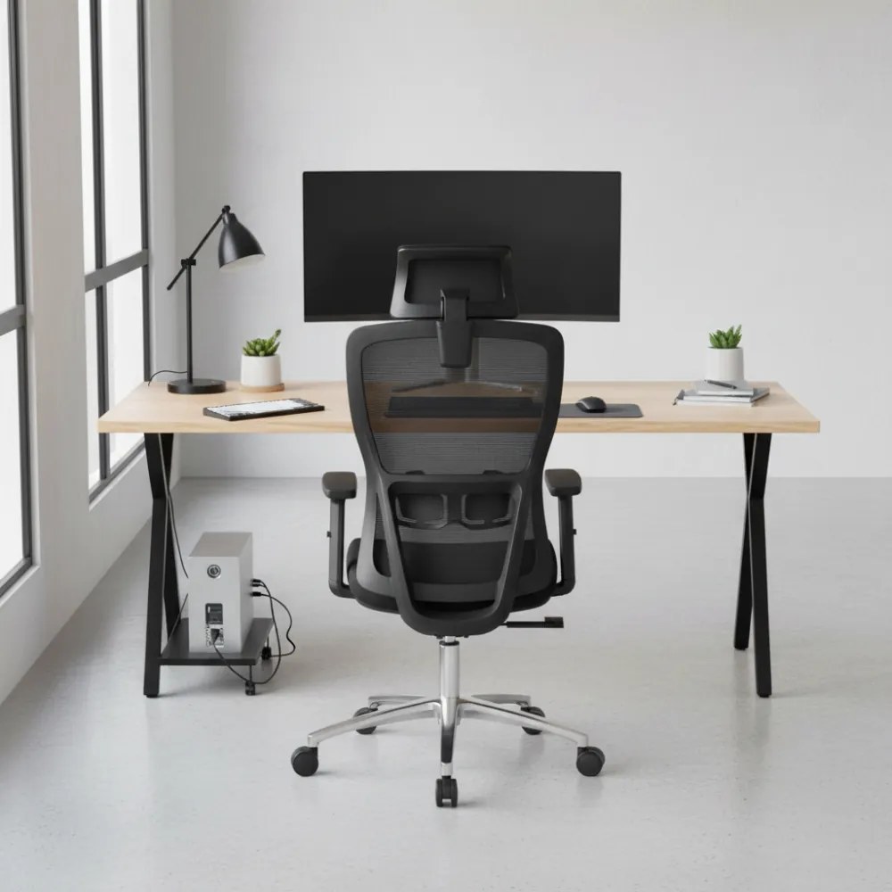 Kancelárska ergonomická stolička Neoseat TASCO — sieť / látka, čierna, nosnosť 150 kg
