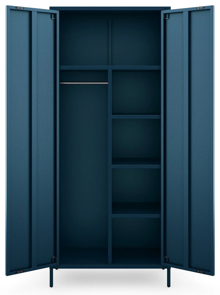 Šatníková skriňa FLAVIO, 800 x 1850 x 450 mm, Modern: tmavomodrá farba