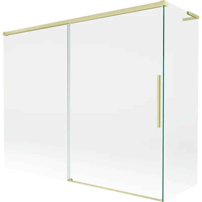 Mexen Rox, L posuvná 2-krídlová vaňová zástena 190 + 80 x 150 cm, 8mm číre sklo, zlatý matný profil, 8C9L-190-080-55-00