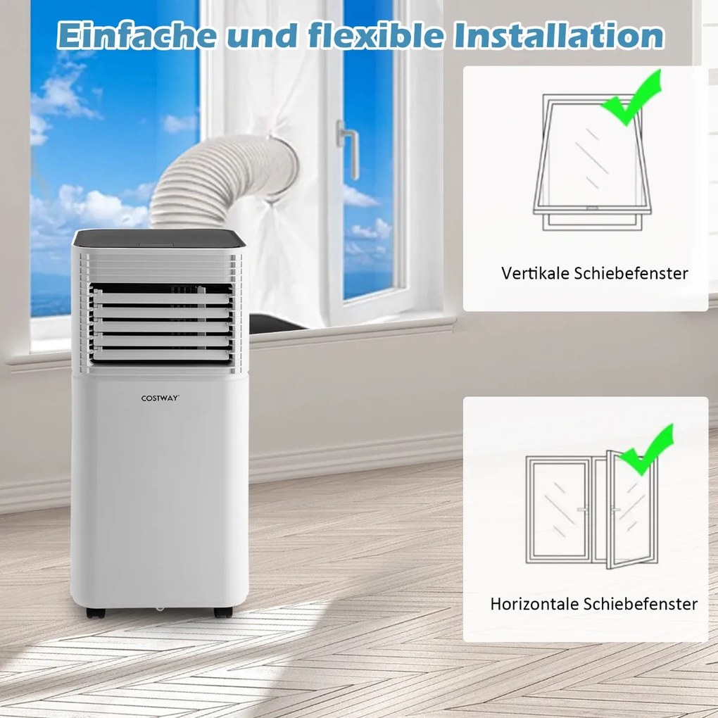 4 v 1 mobilná klimatizácia 9000 BTU Chladenie a vetranie a odvlhčovanie Klimatizácia s bielym vekom 16 ℃ - 32 ℃