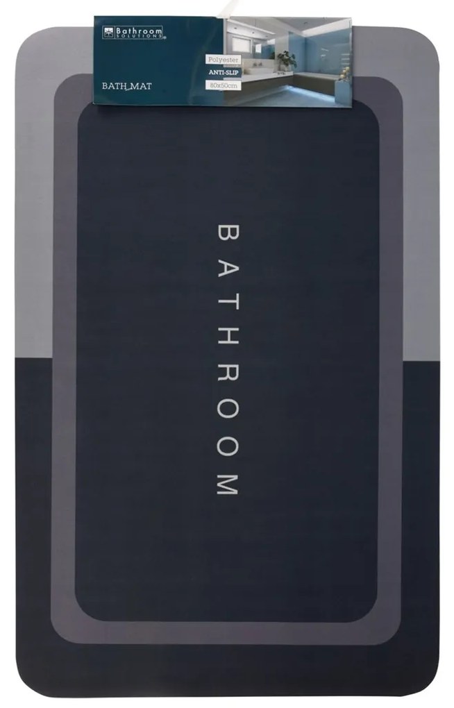 Bathroom Solutions Predložka do kúpeľne Bathroom, 50x80 cm, sivá/čierna