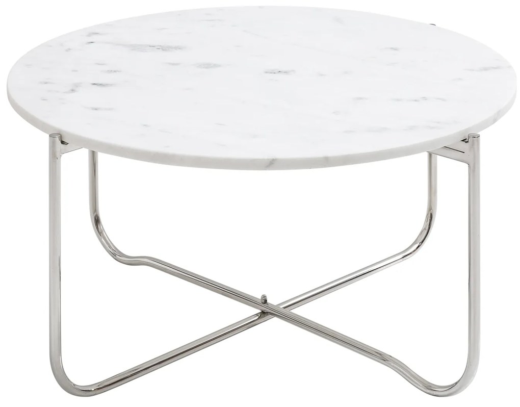Konferenčný stolík Noble 62cm mramor biela strieborná