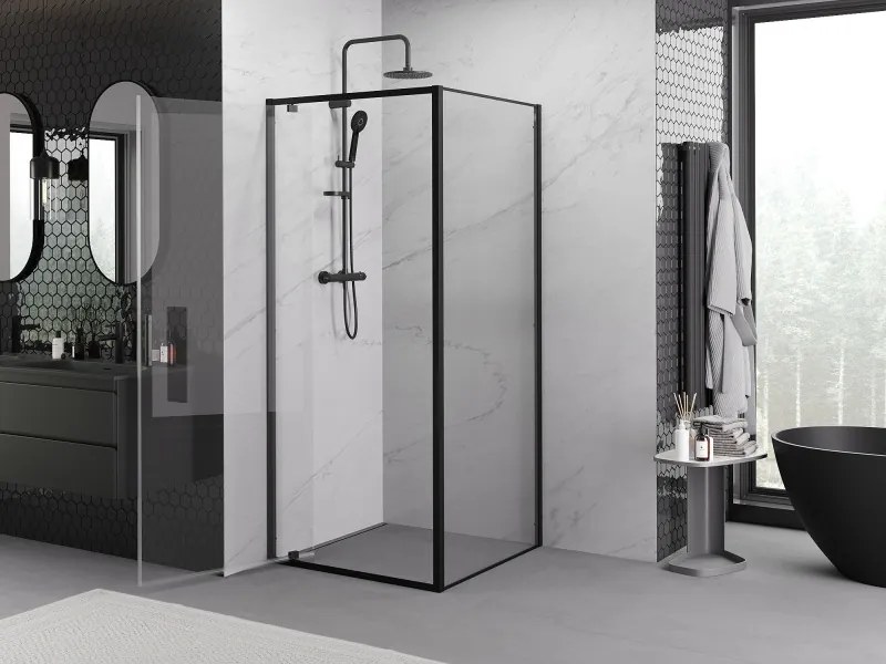 Mexen Exo-BR sprchový kút s otváracími dverami 90 x 90 cm, transparentný, čierny - 8181-090-090-70-00